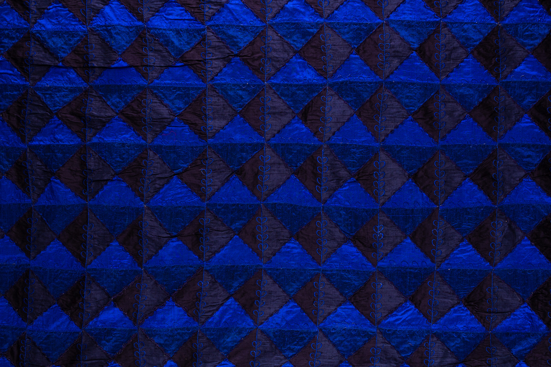 Dupion Patchwork Königsblau-Schwarz – Bild 2