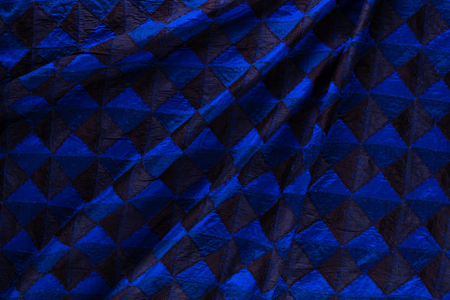 Dupion Patchwork Königsblau-Schwarz – Bild 3