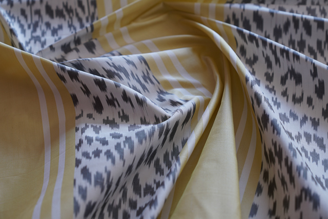 Dupion Leopard Gelb-Weiß 1