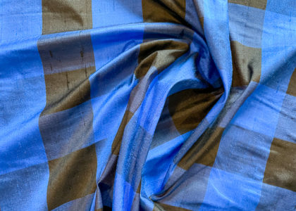 Dupionseide Vichy schwarz-blau