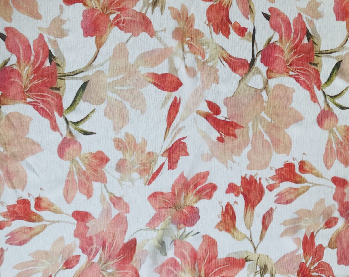 seiden créponne apricot blumen