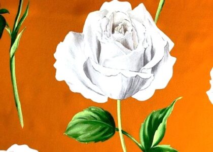 stretch satin orange weiße rose
