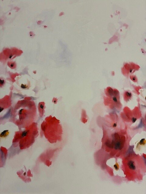 seiden organza zarte mohnblüte